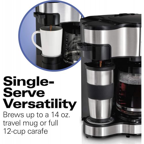  [아마존베스트]Hamilton Beach 2-Way Brewer Coffee Maker, Single-Serve and 12-Cup Pot, Stainless Steel (49980A), Carafe