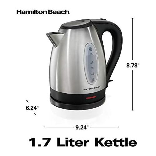  [아마존베스트]Hamilton Beach 1.7 Liter Electric Kettle for Tea and Hot Water, Cordless, Auto-Shutoff and Boil-Dry Protection, Stainless Steel (40880)