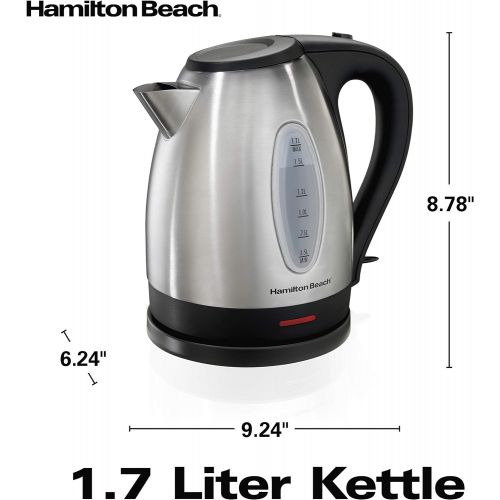  [아마존베스트]Hamilton Beach 1.7 Liter Electric Kettle for Tea and Hot Water, Cordless, Auto-Shutoff and Boil-Dry Protection, Stainless Steel (40880)