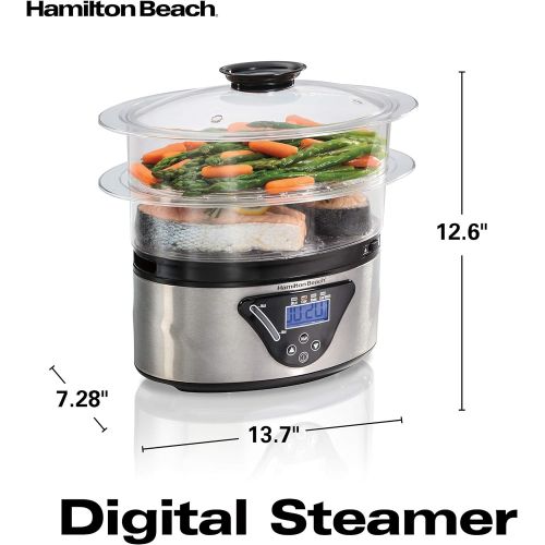  [아마존베스트]Hamilton Beach 37530A Digital Food Steamer, 5.5 Quart, Silver & Black