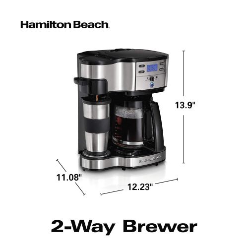  Hamilton Beach 2-Way Brewer Coffee Maker, Single-Serve and 12-Cup Pot, Stainless Steel (49980A), Carafe