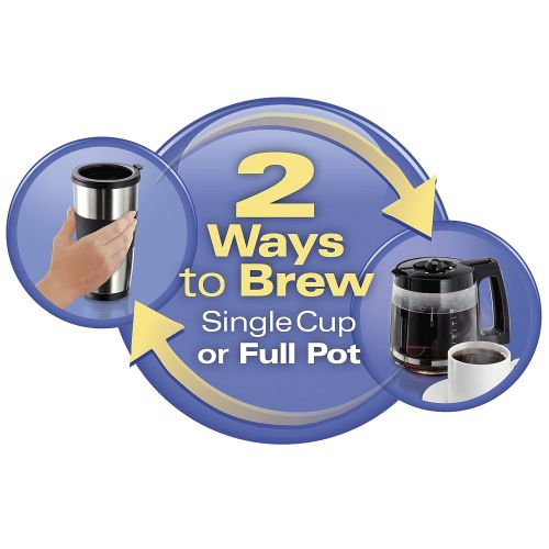  Hamilton Beach 2-Way Brewer Coffee Maker, Single-Serve and 12-Cup Pot, Stainless Steel (49980A), Carafe