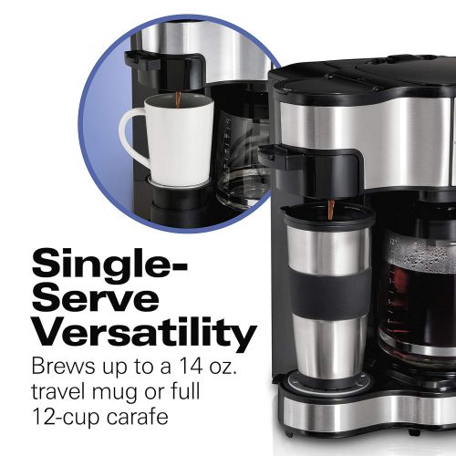  Hamilton Beach 2-Way Brewer Coffee Maker, Single-Serve and 12-Cup Pot, Stainless Steel (49980A), Carafe