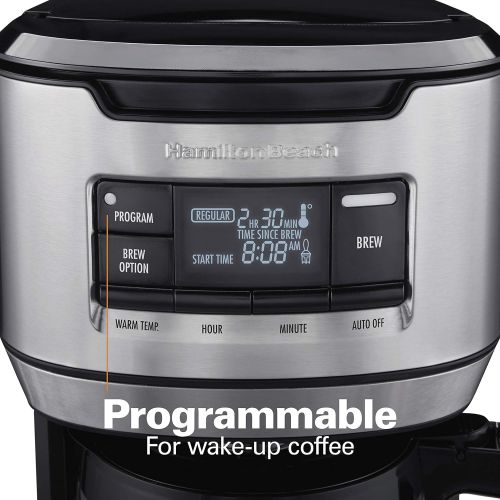  Hamilton Beach Programmable Front-Fill Coffee Maker, Extra-Large 14 Cup Capacity, Black/Stainless (46390)