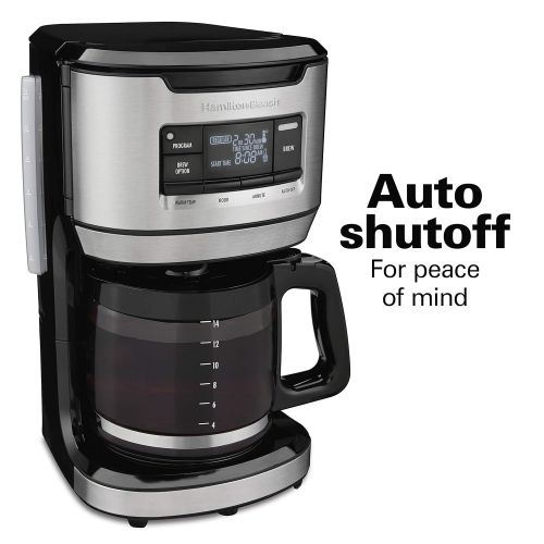  Hamilton Beach Programmable Front-Fill Coffee Maker, Extra-Large 14 Cup Capacity, Black/Stainless (46390)