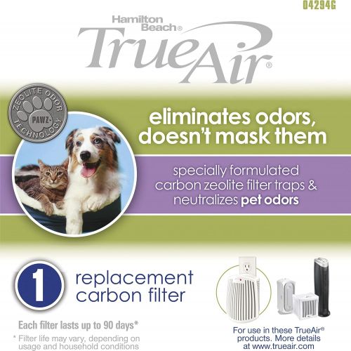  Hamilton Beach TrueAir Replacement Carbon Filter for Odor Eliminators, Neutralizes Pet Smells, 1-Pack (04294G)