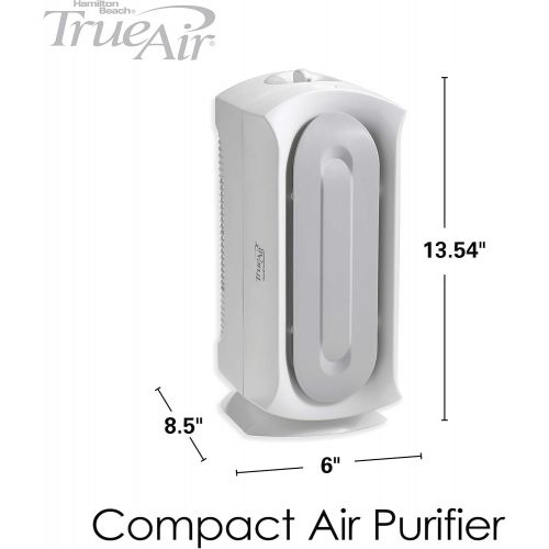  Hamilton Beach TrueAir Air Purifier for Home or Office with Permanent HEPA Filter for Allergies and Pets, Odor Eliminator, Ultra Quiet, 3 Filtration Stages, White (04384)