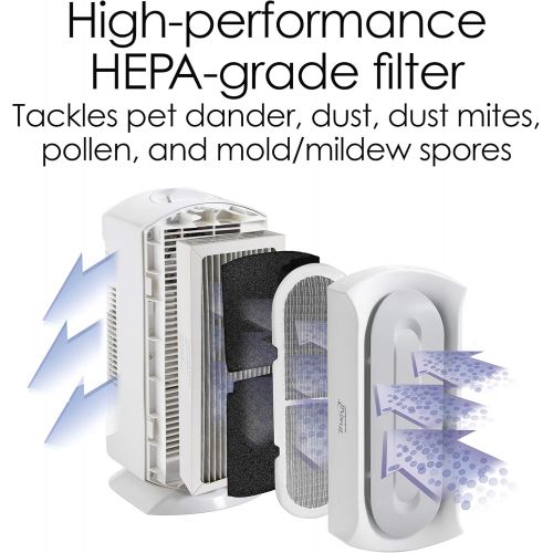  Hamilton Beach TrueAir Air Purifier for Home or Office with Permanent HEPA Filter for Allergies and Pets, Odor Eliminator, Ultra Quiet, 3 Filtration Stages, White (04384)