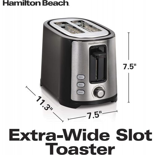  Hamilton Beach 2 Slice Extra Wide Slot Toaster with Shade Selector, Toast Boost, Auto Shutoff, Black (22633)