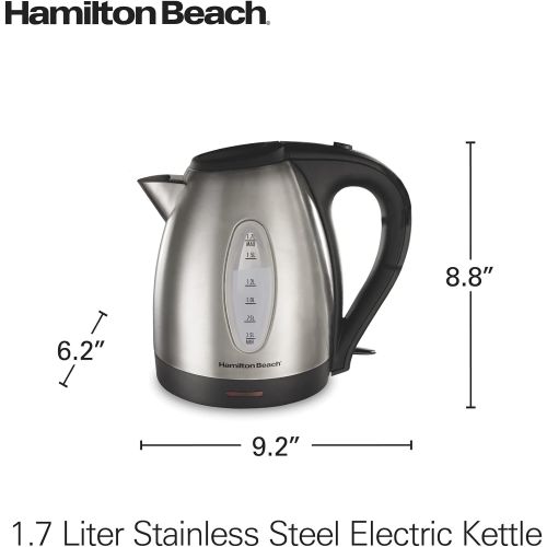  Hamilton Beach Electric Tea Kettle, Water Boiler & Heater, 1.7 L, Cordless, Auto-Shutoff and Boil-Dry Protection, Stainless Steel (40880)