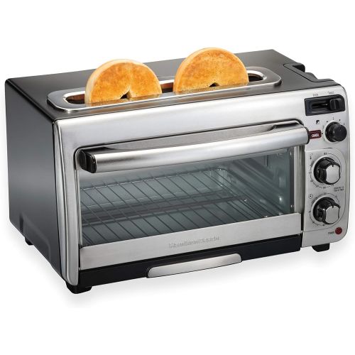  Hamilton Beach 2-in-1 Countertop Oven and Long Slot Toaster, Stainless Steel, 60 Minute Timer and Automatic Shut Off (31156)