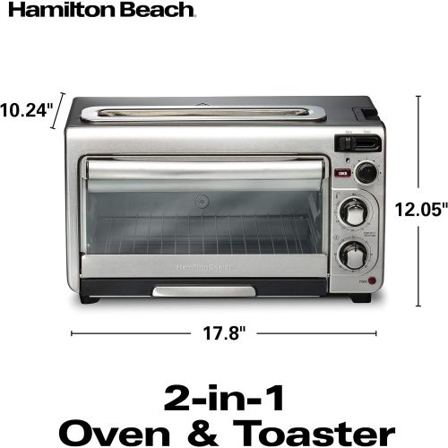  Hamilton Beach 2-in-1 Countertop Oven and Long Slot Toaster, Stainless Steel, 60 Minute Timer and Automatic Shut Off (31156)