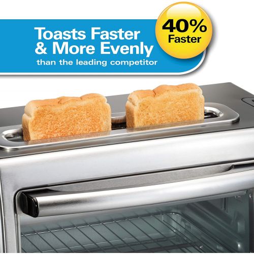  Hamilton Beach 2-in-1 Countertop Oven and Long Slot Toaster, Stainless Steel, 60 Minute Timer and Automatic Shut Off (31156)