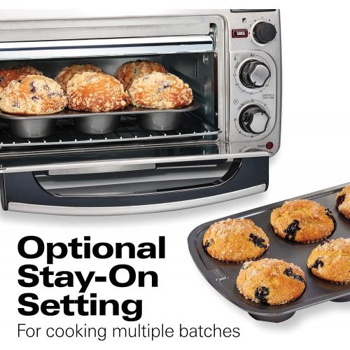  Hamilton Beach 2-in-1 Countertop Oven and Long Slot Toaster, Stainless Steel, 60 Minute Timer and Automatic Shut Off (31156)
