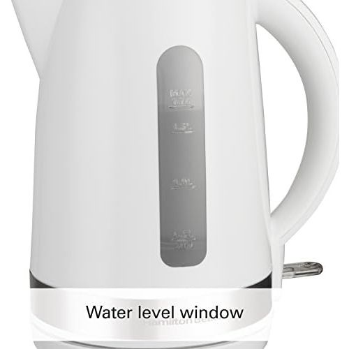  Hamilton Beach Electric Tea Kettle, Water Boiler & Heater, 1.7 L, Cordless, Auto-Shutoff & Boil-Dry Protection, White (41009)