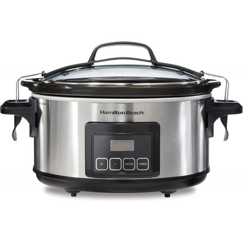  Hamilton Beach Portable 6-Quart Stay or Go Programmable Slow Cooker with Lid Lock, Stainless Steel (33561)