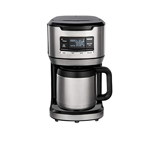  Hamilton Beach Programmable Front-Fill Coffee Maker with Thermal Carafe (46391), 12 Cup Capacity, Black and Stainless