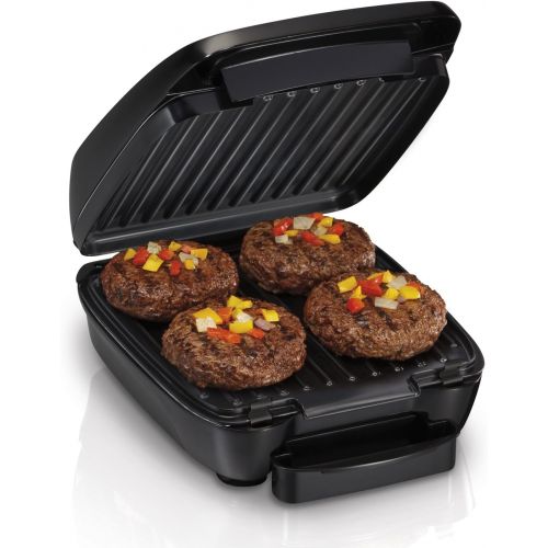  Hamilton Beach 4-Serving Electric Indoor, Removable Nonstick Plates, Low Fat Grilling, Black (25357)
