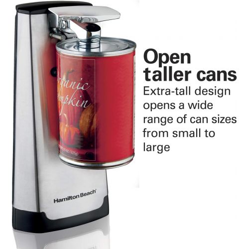  Hamilton Beach Electric Automatic Can Opener with Knife Sharpener, Easy-Clean Detachable Cutting Lever, Cord Storage, Brushed Stainless Steel (76700)