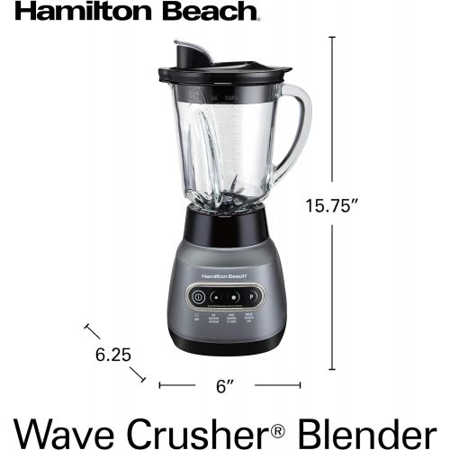  Hamilton Beach Wave Crusher Blender with 6 Functions, 800W, 40oz Glass + 20oz Personal Jars for Shakes and Smoothies, Quiet Blending, Gray (58181)