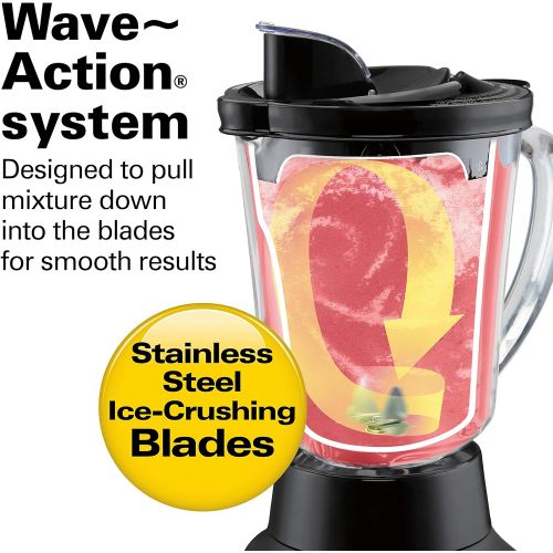  Hamilton Beach Wave Crusher Blender with 6 Functions, 800W, 40oz Glass + 20oz Personal Jars for Shakes and Smoothies, Quiet Blending, Gray (58181)