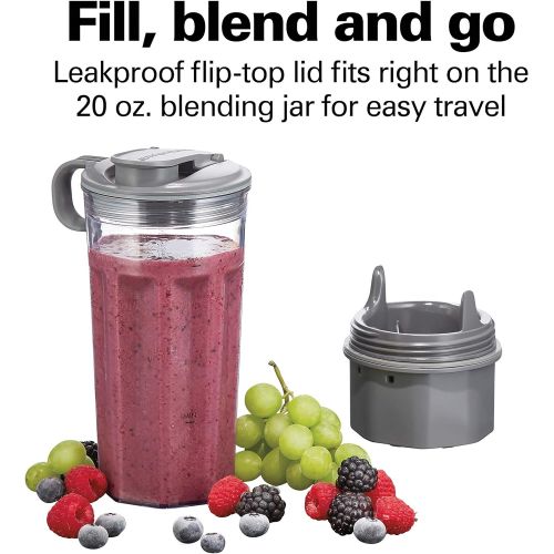  Hamilton Beach 800W Power Single-Serve Personal Blender for Shakes and Smoothies with 20oz Travel Cup and Lid, Black (53620)
