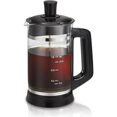  Visit the Hamilton Beach Store Hamilton Beach French Press with Frothing Attachment for Coffee, Hot Chocolate or Tea, 1 Liter, Glass (40400R)