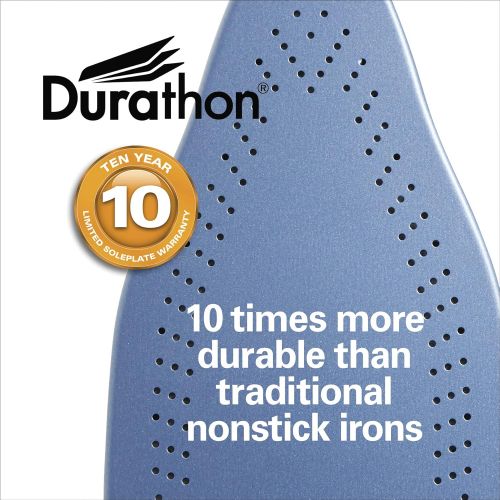  Hamilton Beach Steam Iron & Vertical Steamer with Scratch-Resistant Durathon Soleplate, 1700 Watts, Digital Temperature Control, Retractable Cord, 3-Way Auto Shutoff, Anti-Drip, Se