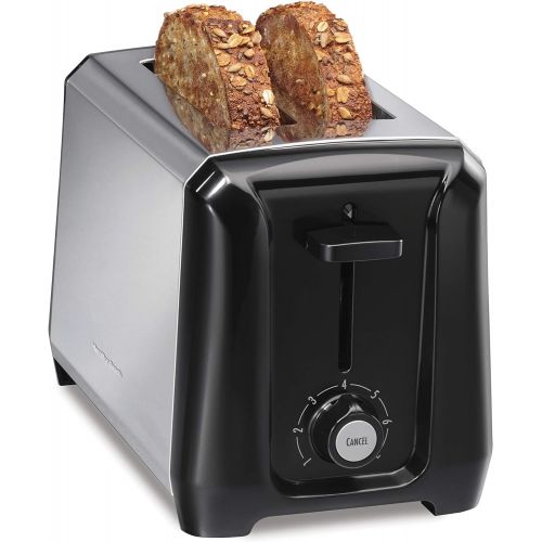  Hamilton Beach Stainless Steel 2 Slice Extra Wide Toaster with Shade Selector, Toast Boost, Slide-Out Crumb Tray, Auto-Shutoff and Cancel Button, Black (22671)