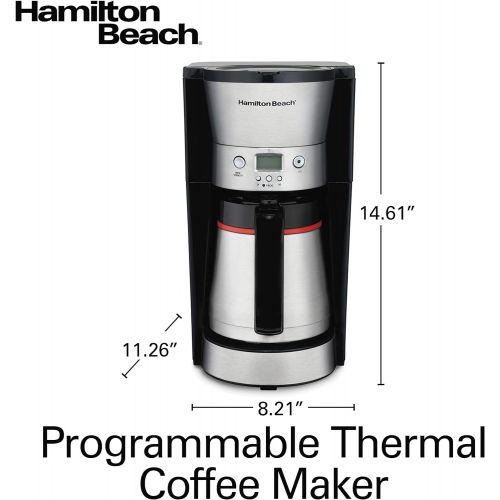  Hamilton Beach Thermal 10-Cup Coffee Maker, Programmable, Cone Filter, Flexible Brewing, Stainless Steel (46899A)