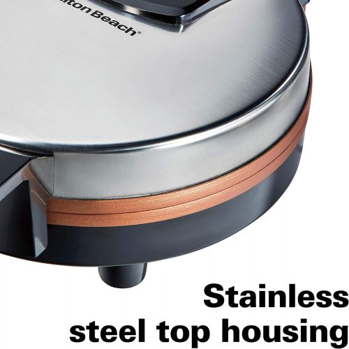  Hamilton Beach Belgian Waffle Maker with Non-Stick Copper Ceramic Plates, Browning Control, Indicator Lights, Stainless Steel (26081)