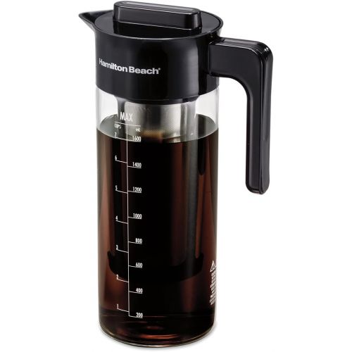  Hamilton Beach Cold Brew Iced Coffee Maker and Tea Infuser 1.7 L (57.5 oz.), Glass Pitcher with Removable Stainless Steel Filter (40405R)