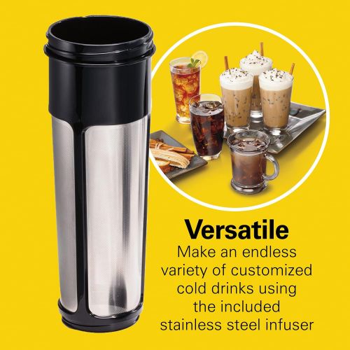  Hamilton Beach Cold Brew Iced Coffee Maker and Tea Infuser 1.7 L (57.5 oz.), Glass Pitcher with Removable Stainless Steel Filter (40405R)