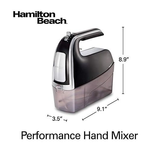  Hamilton Beach 6-Speed Electric Hand Mixer with Snap-On Case, Twisted Wire Beaters, Milkshake Rod, Dough Hooks, Whisk, Black (62620)