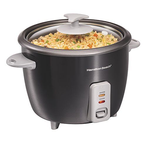  Hamilton Beach Rice Cooker & Food Steamer, 16 Cups Cooked (8 Uncooked), With Steam & Rinse Basket, Black (37517)