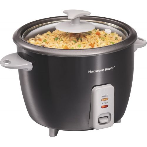  Hamilton Beach Rice Cooker & Food Steamer, 16 Cups Cooked (8 Uncooked), With Steam & Rinse Basket, Black (37517)