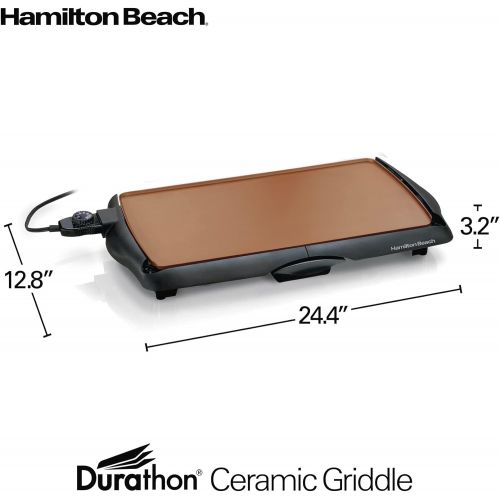  Hamilton Beach 38518R Durathon Ceramic Griddle, 200 sq. in, Black