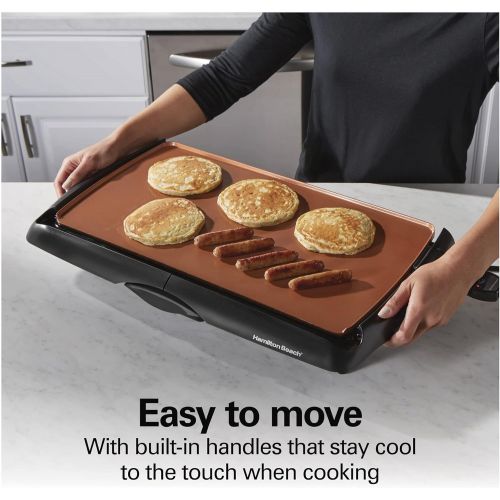  Hamilton Beach 38518R Durathon Ceramic Griddle, 200 sq. in, Black