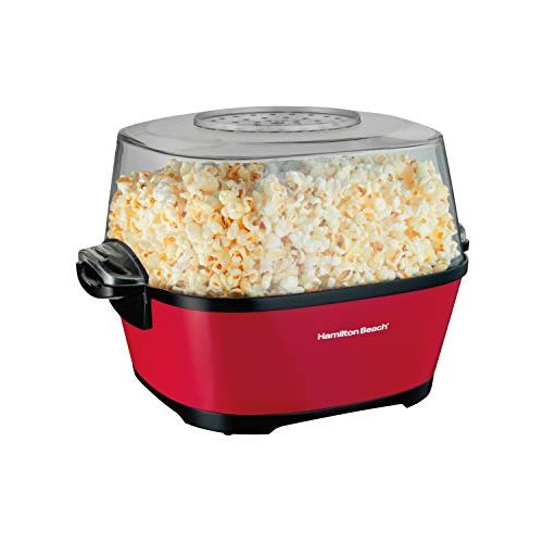  Hamilton Beach Electric Hot Oil Popcorn Popper, Healthy Snack Maker, 24 Cups, Red (73302)