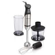 Hamilton Beach 4-in-1 Immersion Hand Blender with 7 Piece Wand, Whisk, Mixing Cup, Chopper System with Variable Speed + Turbo Boost Power, Stainless Steel (59766)