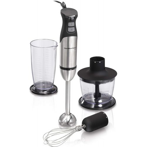  Hamilton Beach 4-in-1 Immersion Hand Blender with 7 Piece Wand, Whisk, Mixing Cup, Chopper System with Variable Speed + Turbo Boost Power, Stainless Steel (59766)