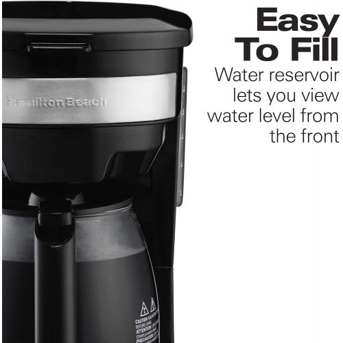  Hamilton Beach 12 Cup Programmable Coffee Maker, Brew Options, Glass Carafe (46299), Black with Stainless Accents