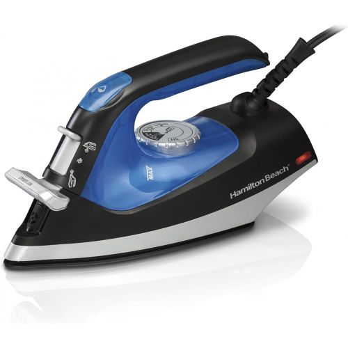  Hamilton Beach Iron 2-in-1 Handheld Iron & Garment Steamer for Clothes with Continuous Steam Nozzle, Nonstick Soleplate, 1200 Watts, Blue/Black (14525)