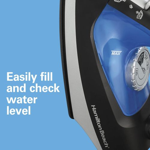  Hamilton Beach Iron 2-in-1 Handheld Iron & Garment Steamer for Clothes with Continuous Steam Nozzle, Nonstick Soleplate, 1200 Watts, Blue/Black (14525)