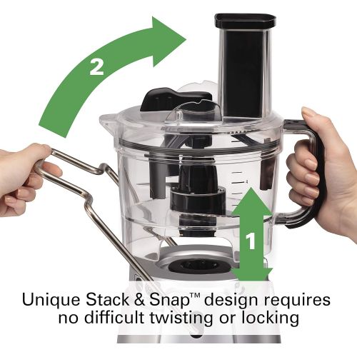  Hamilton Beach Stack & Snap 8-Cup Food Processor & Vegetable Chopper with Adjustable Slicing Blade, Built-in Bowl Scraper & Storage Case, Silver (70820)