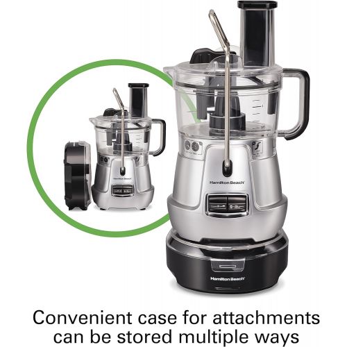  Hamilton Beach Stack & Snap 8-Cup Food Processor & Vegetable Chopper with Adjustable Slicing Blade, Built-in Bowl Scraper & Storage Case, Silver (70820)