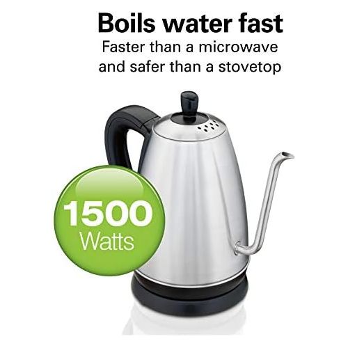  Hamilton Beach Gooseneck Pour Over Electric Tea Kettle, Water Boiler & Heater, 1.2 L, Cordless, Auto-Shutoff & Boil-Dry Protection, Stainless Steel (40899)