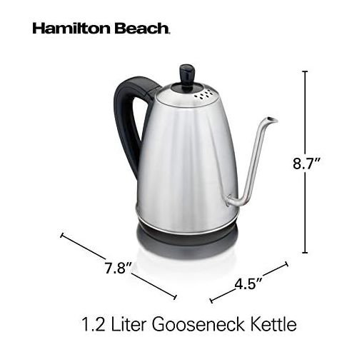  Hamilton Beach Gooseneck Pour Over Electric Tea Kettle, Water Boiler & Heater, 1.2 L, Cordless, Auto-Shutoff & Boil-Dry Protection, Stainless Steel (40899)