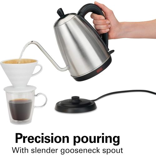  Hamilton Beach Gooseneck Pour Over Electric Tea Kettle, Water Boiler & Heater, 1.2 L, Cordless, Auto-Shutoff & Boil-Dry Protection, Stainless Steel (40899)