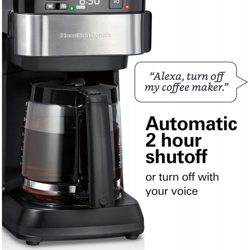  Hamilton Beach Works with Alexa Smart Coffee Maker, Programmable, 12 Cup Capacity, Black and Stainless Steel (49350)  A Certified for Humans Device
